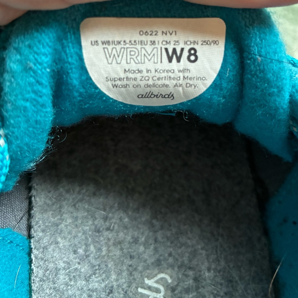 allbirds Merino Wool Mizzles Teal Blue Runners Sneakers All Weather Women’s 8 - Picture 8 of 9